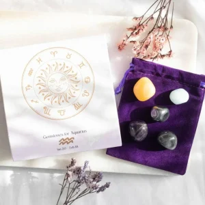 Aquarius Crystal Tumblestone Set -vesimiehen luonnonkivi lahjapakkaus