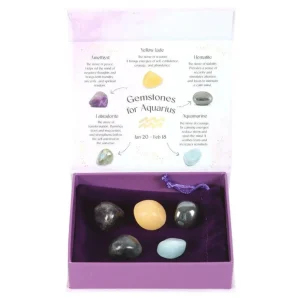 Aquarius Crystal Tumblestone Set -vesimiehen luonnonkivi lahjapakkaus