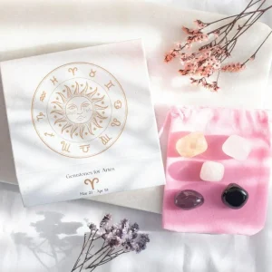 Aries Crystal Tumblestone Set -oinaan luonnonkivi lahjapakkaus