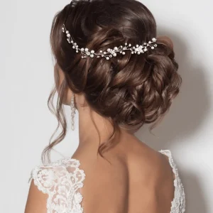 ATHENA BRIDAL | Eva -helmikoristeinen muotoiltava hiusköynnös (hopea)