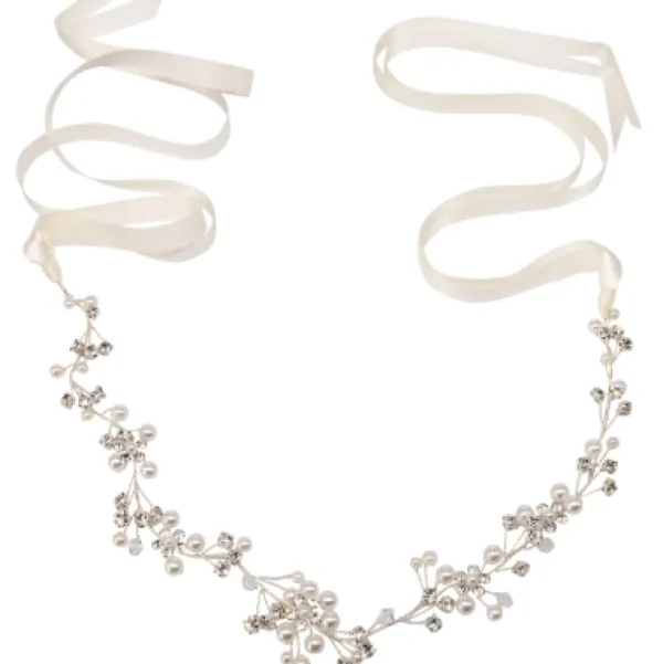 ATHENA BRIDAL | Eva -helmikoristeinen muotoiltava hiusköynnös (hopea)