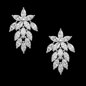 ATHENA BRIDAL | Fabienne -kristallikoristeiset kukkakorvakorut (hopea)