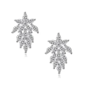 ATHENA BRIDAL | Fabienne -kristallikoristeiset kukkakorvakorut (hopea)