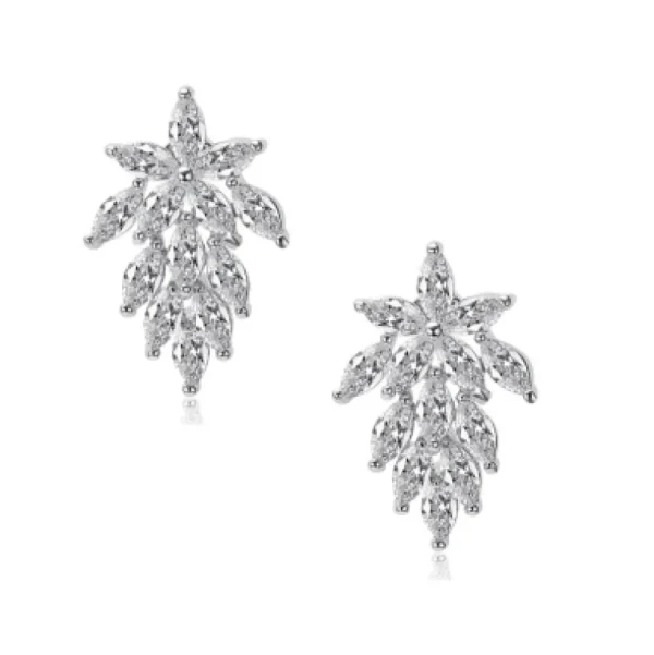 ATHENA BRIDAL | Fabienne -kristallikoristeiset kukkakorvakorut (hopea)