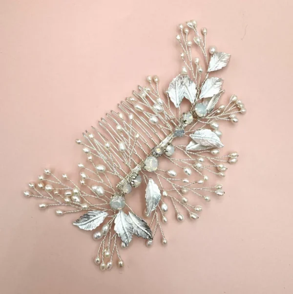 ATHENA BRIDAL | Felicia -helmikoristeinen muotoiltava hiuskoru (hopea)