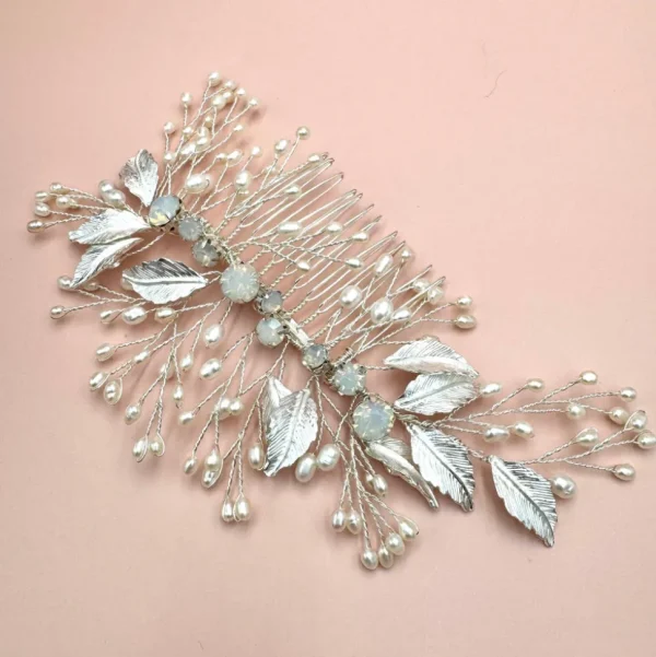 ATHENA BRIDAL | Felicia -helmikoristeinen muotoiltava hiuskoru (hopea)