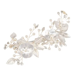 ATHENA BRIDAL | Fleur -kukkakoristeinen hiuskoru klipsillä (hopea)