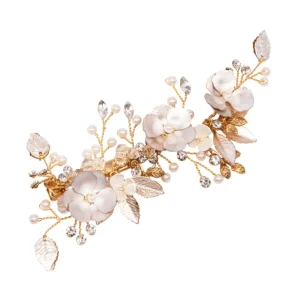 ATHENA BRIDAL | Fleur -kukkakoristeinen hiuskoru klipsillä (shampanja)