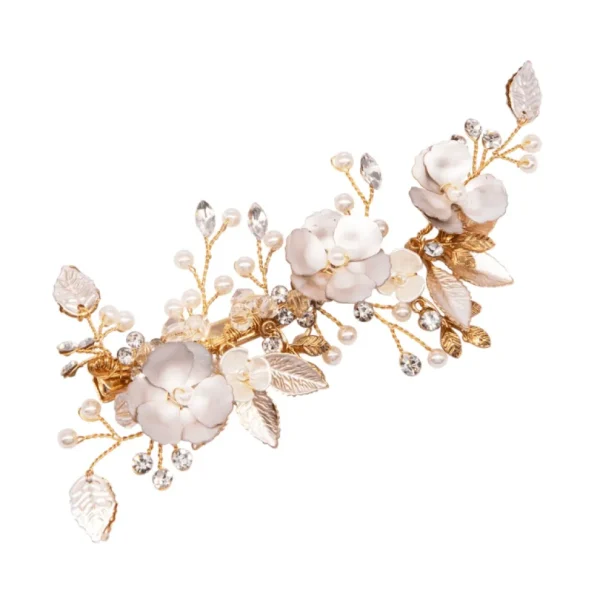 ATHENA BRIDAL | Fleur -kukkakoristeinen hiuskoru klipsillä (shampanja)