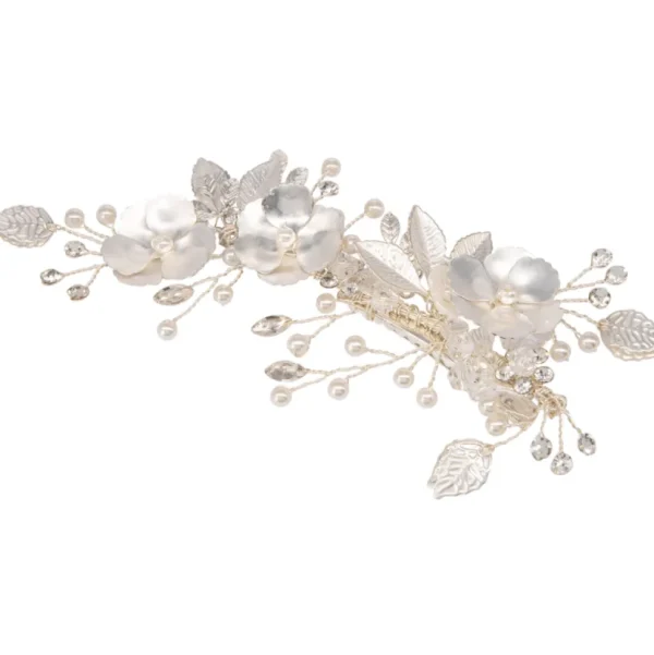 ATHENA BRIDAL | Fleur -kukkakoristeinen hiuskoru klipsillä (hopea)