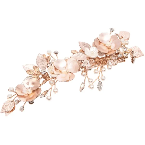 ATHENA BRIDAL | Fleur -kukkakoristeinen hiuskoru klipsillä (r.kulta)