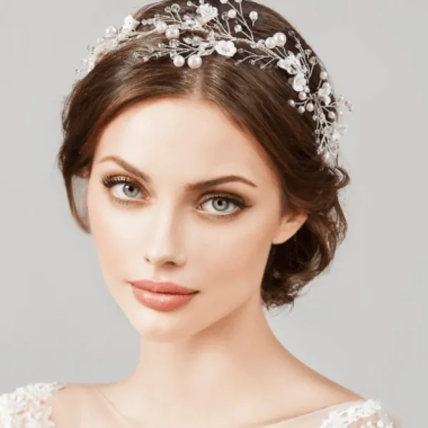 ATHENA BRIDAL | Hermine -helmikoristeinen muotoiltava hiuskoru (hopea)