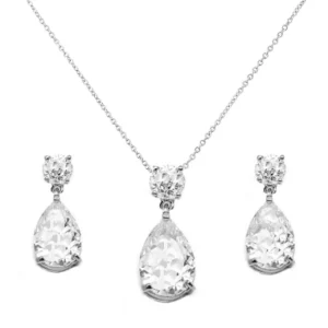 ATHENA BRIDAL | Jacqueline -hopeanvärinen kristallikorusetti pisaralla