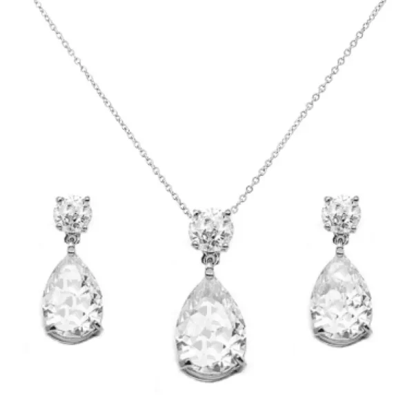 ATHENA BRIDAL | Jacqueline -hopeanvärinen kristallikorusetti pisaralla