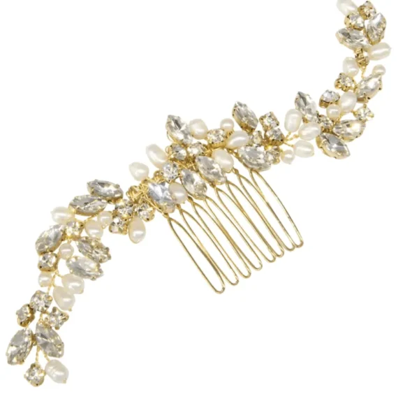 ATHENA BRIDAL | Liliane -helmikoristeinen hiuskoriste (kulta)