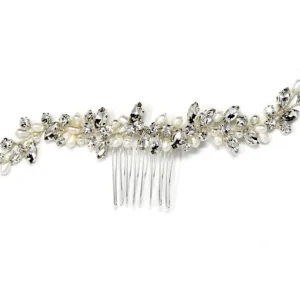 ATHENA BRIDAL | Liliane -helmikoristeinen hiuskoriste (hopea)