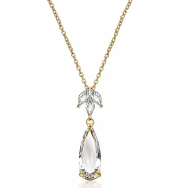 ATHENA BRIDAL | Liliane -pisaranmuotoinen kristallikaulakoru (kulta)