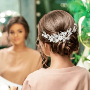 ATHENA BRIDAL | Luxurious Laura Haircomb -hopeinen kukkahiuskampa
