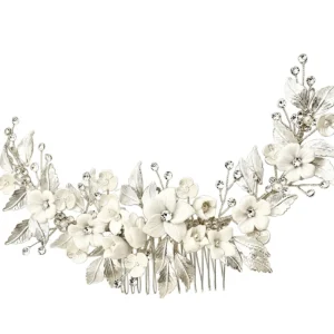 ATHENA BRIDAL | Luxurious Laura Haircomb -hopeinen kukkahiuskampa