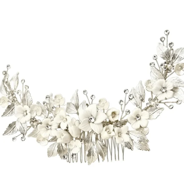 ATHENA BRIDAL | Luxurious Laura Haircomb -hopeinen kukkahiuskampa