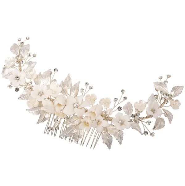 ATHENA BRIDAL | Luxurious Laura Haircomb -hopeinen kukkahiuskampa