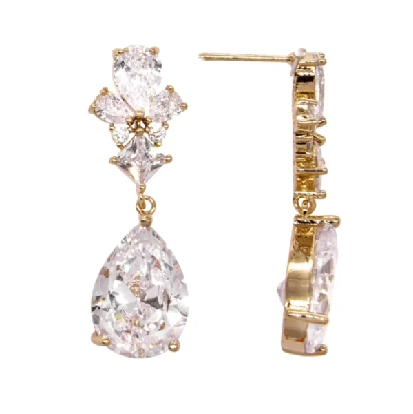 ATHENA BRIDAL | Luxury Sara Earrings -kullanväriset pisarakorvakorut