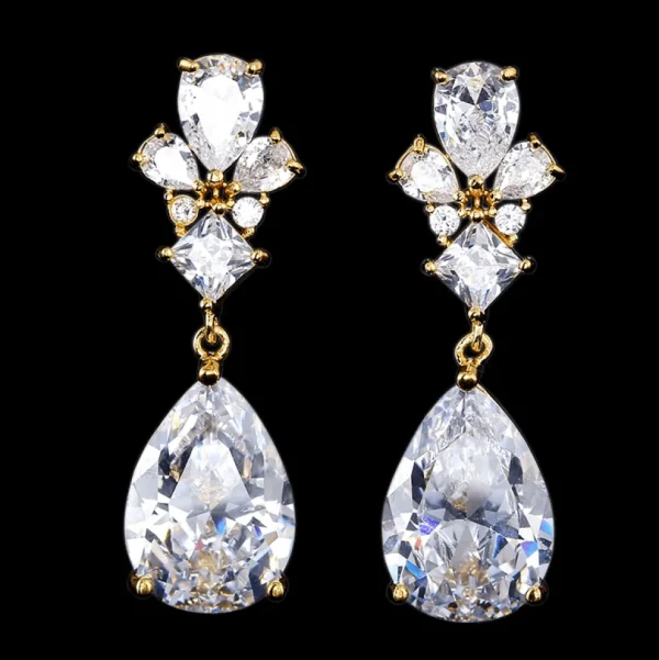 ATHENA BRIDAL | Luxury Sara Earrings -kullanväriset pisarakorvakorut