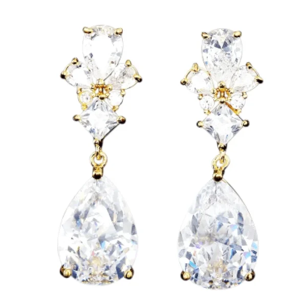 ATHENA BRIDAL | Luxury Sara Earrings -kullanväriset pisarakorvakorut