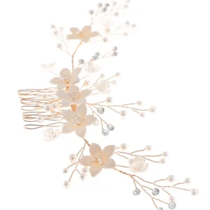 ATHENA BRIDAL | Madeleine -helmikoristeinen pitkä hiuskoriste (kulta)