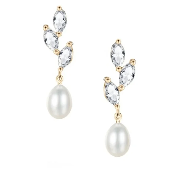 ATHENA BRIDAL | Émelie -kristallikoristeiset helmikorvakorut (kulta)