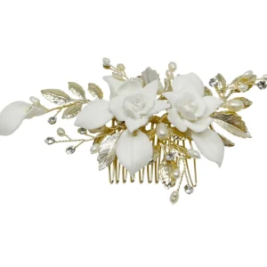 ATHENA BRIDAL | Melissa -kukkakoristeinen hiuskoru (kulta)