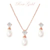 ATHENA BRIDAL | Rosegold Pearl Set -kristallikorusetti helmipisaralla