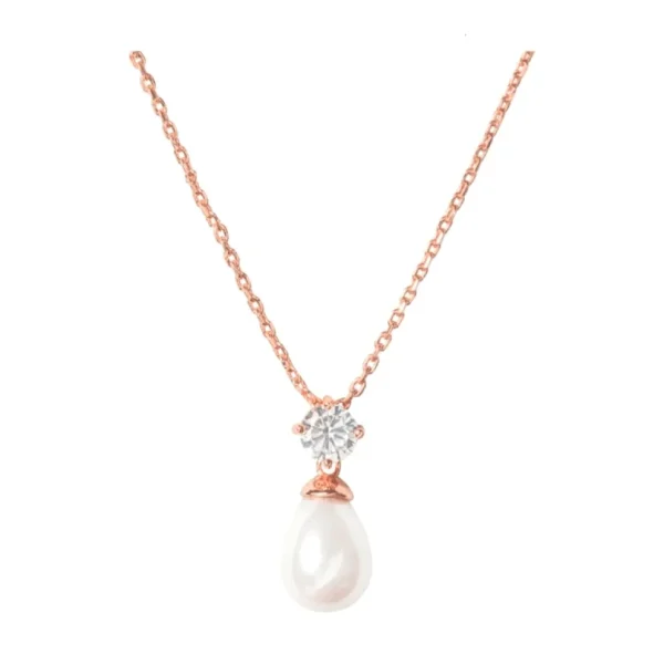 ATHENA BRIDAL | Rosegold Pearl Set -kristallikorusetti helmipisaralla