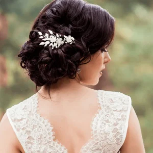 ATHENA BRIDAL | Sabine -kukkakoristeinen muotoiltava hiuskoru (hopea)