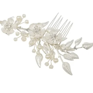 ATHENA BRIDAL | Sabine -kukkakoristeinen muotoiltava hiuskoru (hopea)