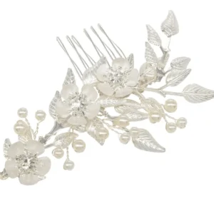 ATHENA BRIDAL | Sabine -kukkakoristeinen muotoiltava hiuskoru (hopea)