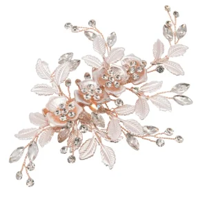 ATHENA BRIDAL | Sara -kukkakoristeinen hiuskoru klipsillä (ruusukulta)