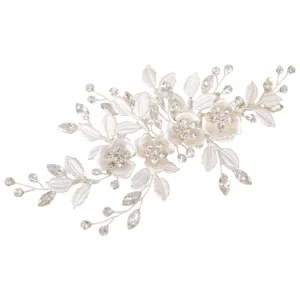 ATHENA BRIDAL | Sara -kukkakoristeinen hiuskoru klipsillä (hopea)