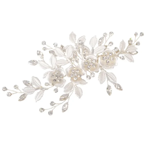 ATHENA BRIDAL | Sara -kukkakoristeinen hiuskoru klipsillä (hopea)