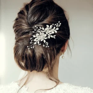 ATHENA BRIDAL | Sara -kukkakoristeinen hiuskoru klipsillä (ruusukulta)
