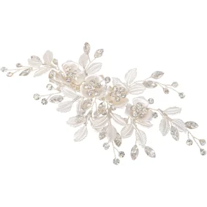 ATHENA BRIDAL | Sara -kukkakoristeinen hiuskoru klipsillä (hopea)
