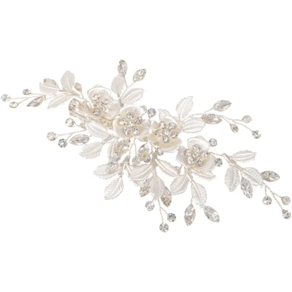 ATHENA BRIDAL | Sara -kukkakoristeinen hiuskoru klipsillä (hopea)