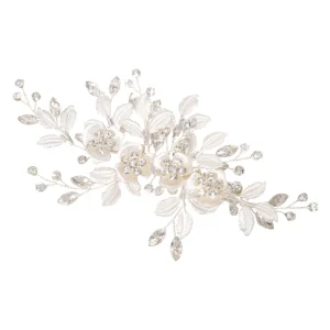 ATHENA BRIDAL | Sara -kukkakoristeinen hiuskoru klipsillä (hopea)