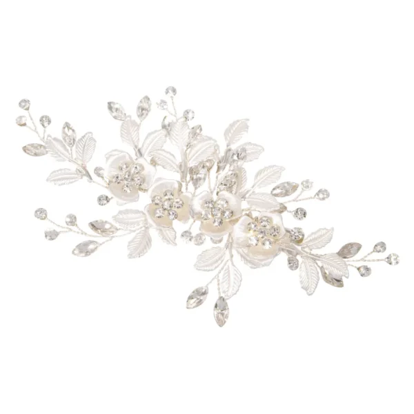 ATHENA BRIDAL | Sara -kukkakoristeinen hiuskoru klipsillä (hopea)
