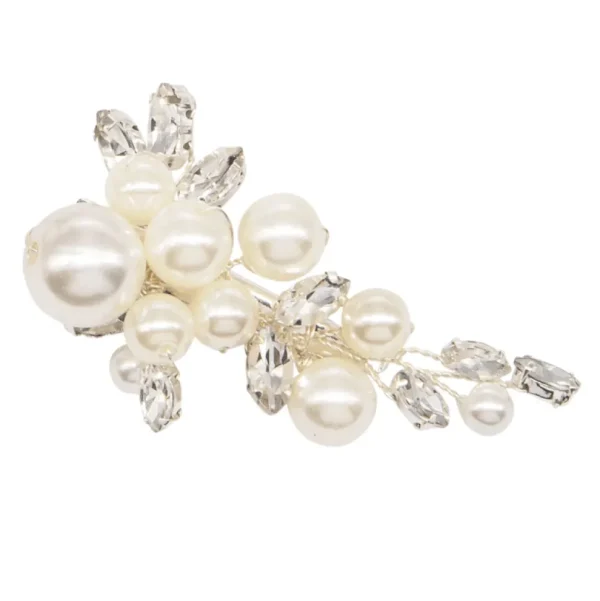 ATHENA BRIDAL | Stéphanie -helmikoristeinen hiuskoru klipsillä (hopea)