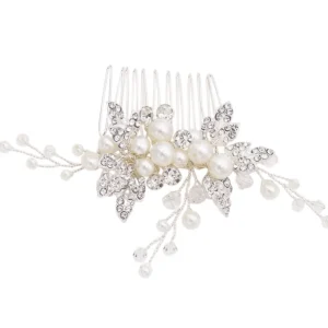 ATHENA BRIDAL | Suzanne -helmikoristeinen muotoiltava hiuskoru (hopea)