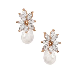ATHENA BRIDAL | Évelyne -kristallikoristeiset helmikorvakorut (kulta)