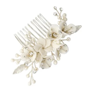 ATHENA BRIDAL | Virginie-kukkakoristeinen muotoiltava hiuskoru (hopea)