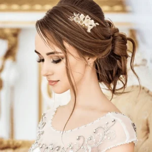 ATHENA BRIDAL | Virginie-kukkakoristeinen muotoiltava hiuskoru (hopea)