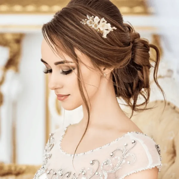 ATHENA BRIDAL | Virginie-kukkakoristeinen muotoiltava hiuskoru (hopea)